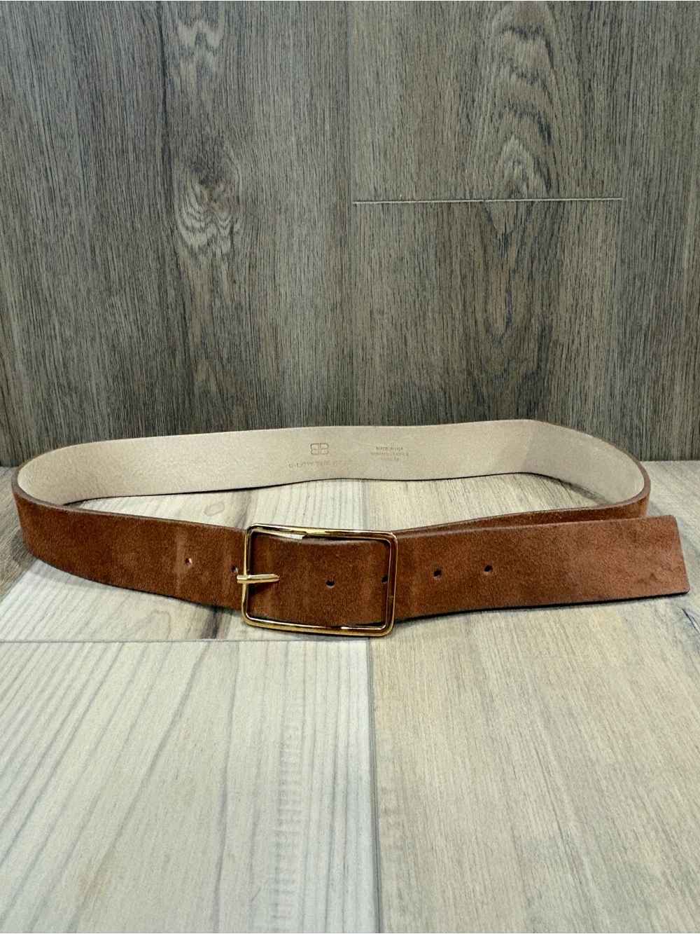 B-Low The Belt Milla Suede Leather Brown Belt with Gold Buckle Medium USA